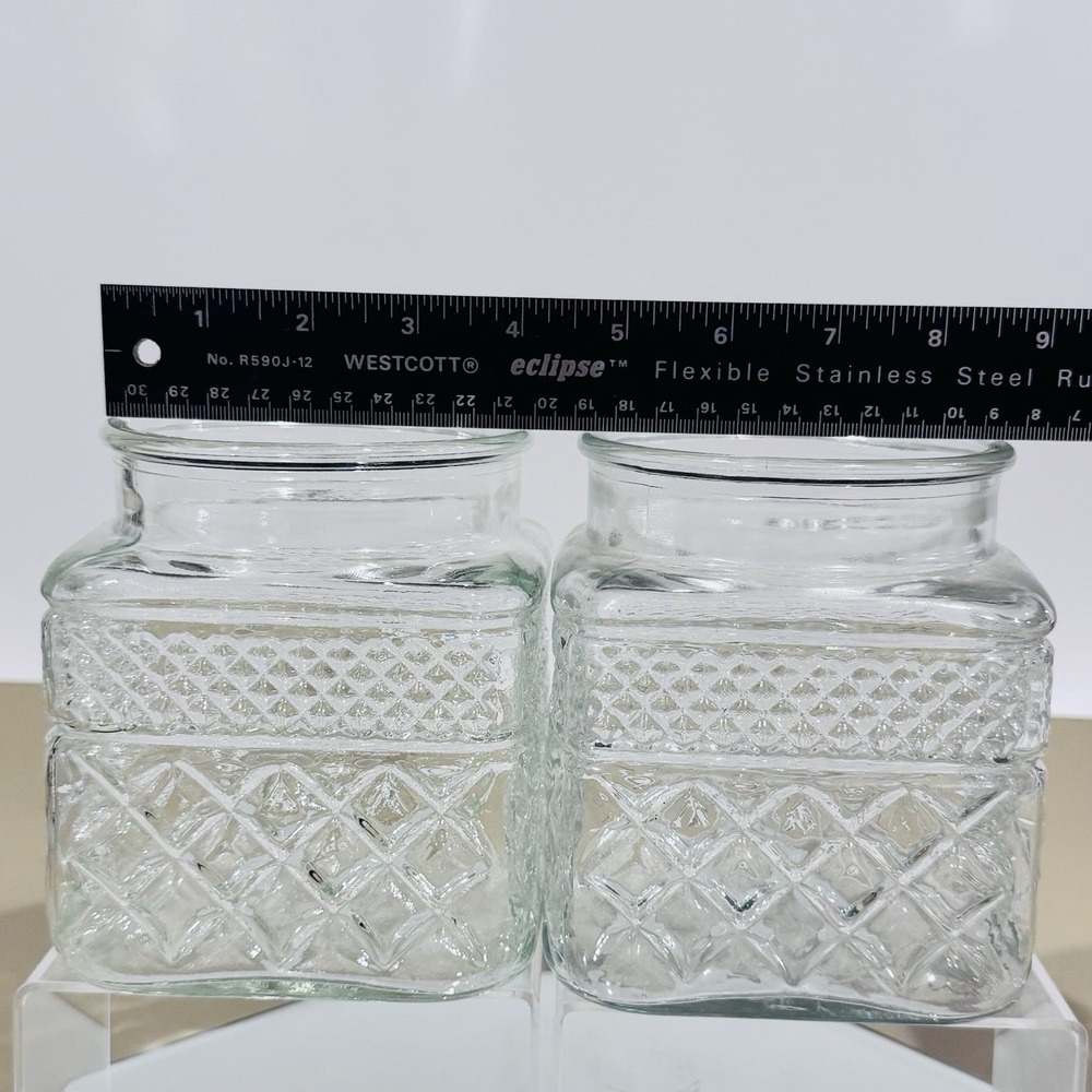 (2) Vintage Anchor Hocking Wexford Pattern Clear Glass Canister Jar - No Lids - Picture 5 of 6